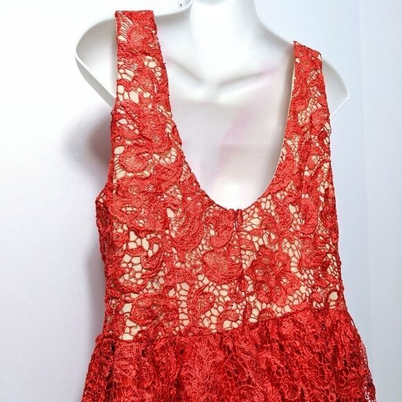 NWT CLOCOLOR Coral Lace Party Midi Dress XL - Picture 5 of 8